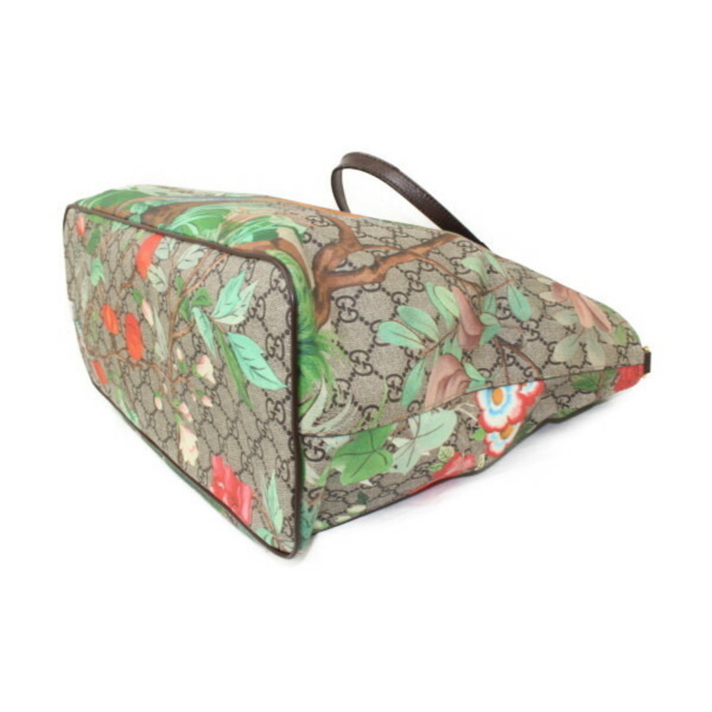 Gucci Tian Tote Bag Multicolor Coated Canvas Microfiber Soft GG Supreme Handbag - Picture 4 of 7